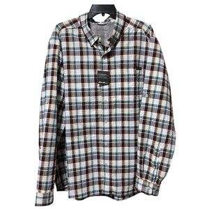 Eddie Bauer UPF 40 MR Long-Sleeve Pack It Tech Seersucker Dk Sable Size XXL